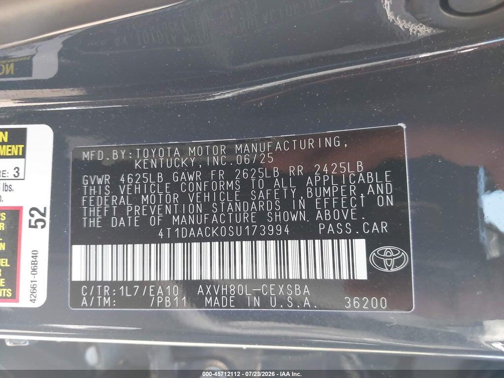 4T1DAACK0SU173994 2025 TOYOTA CAMRY photo no. 9