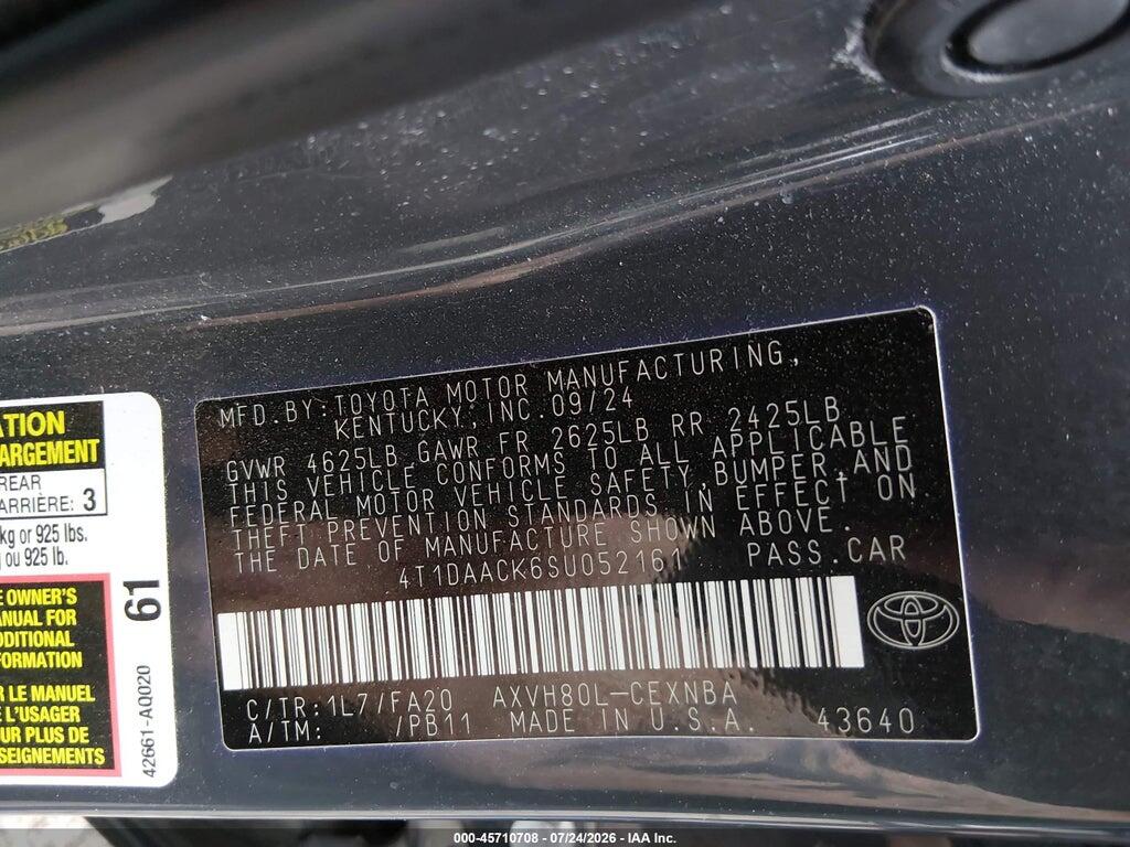 4T1DAACK6SU052161 2025 TOYOTA CAMRY photo no. 9