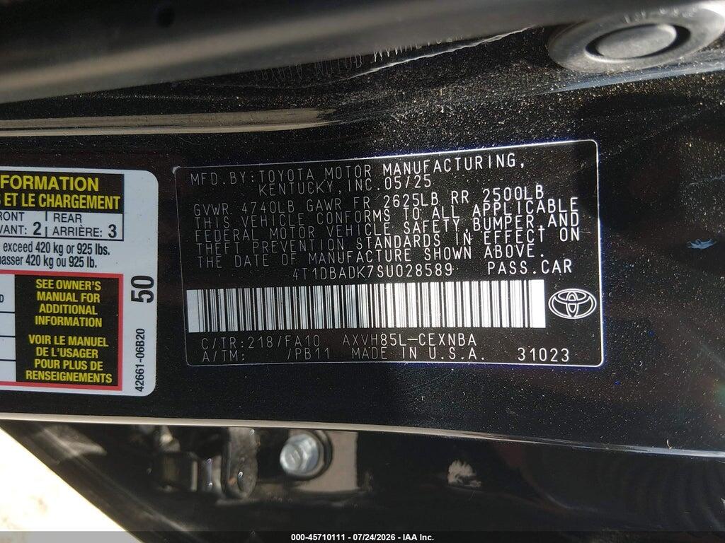 4T1DBADK7SU028589 2025 TOYOTA CAMRY photo no. 9
