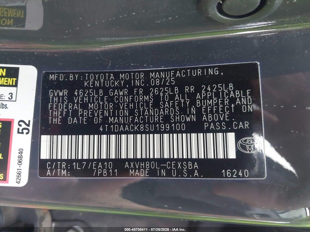 4T1DAACK8SU199100 2025 TOYOTA CAMRY photo no. 9