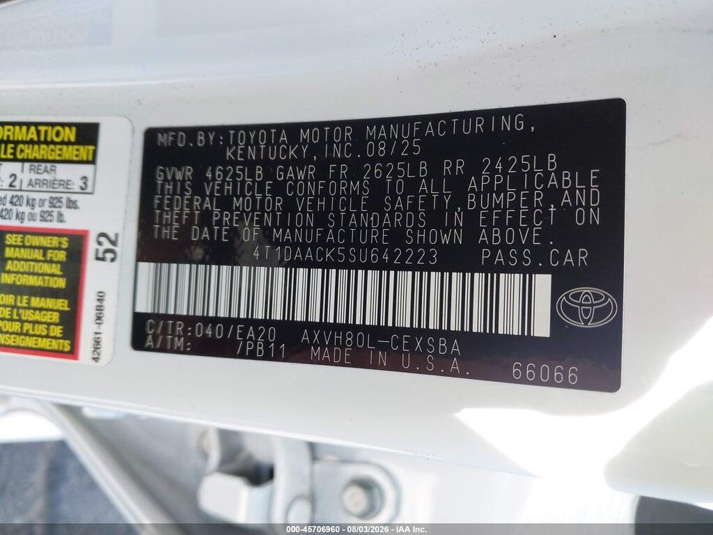 4T1DAACK5SU642223 2025 TOYOTA CAMRY photo no. 9