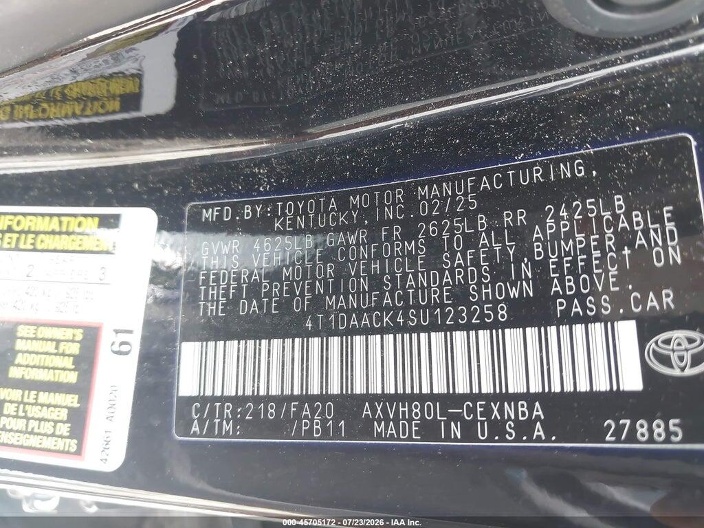 4T1DAACK4SU123258 2025 TOYOTA CAMRY photo no. 9