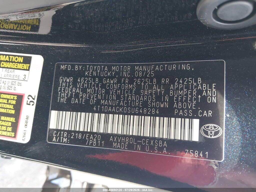 4T1DAACK0SU648284 2025 TOYOTA CAMRY photo no. 9