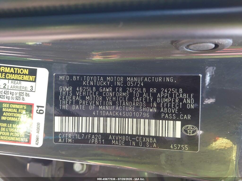 4T1DAACK4SU010796 2025 TOYOTA CAMRY photo no. 9