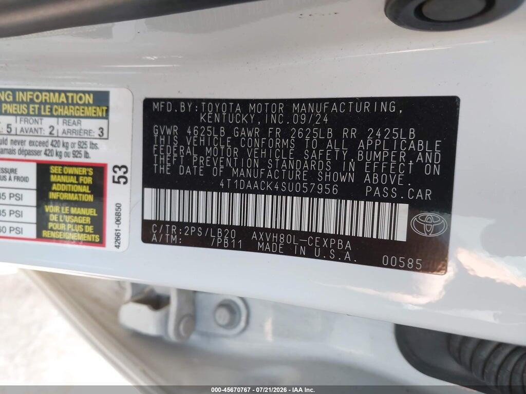 4T1DAACK4SU057956 2025 TOYOTA CAMRY photo no. 9