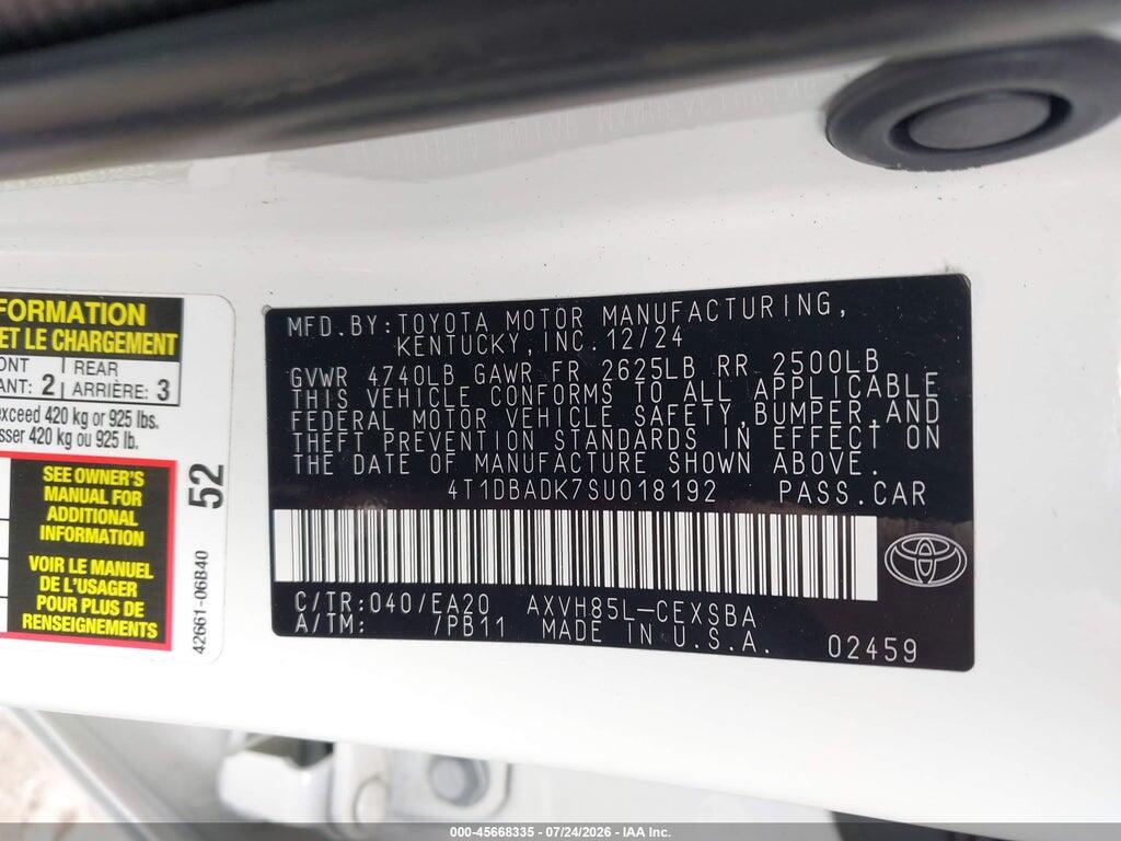 4T1DBADK7SU018192 2025 TOYOTA CAMRY photo no. 9