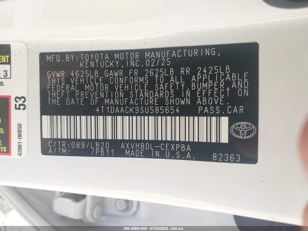 4T1DAACK9SU585654 2025 TOYOTA CAMRY photo no. 9