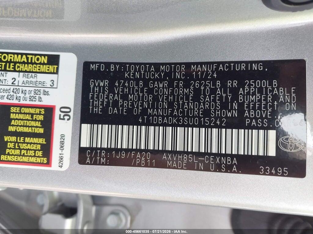 4T1DBADK3SU015242 2025 TOYOTA CAMRY photo no. 9