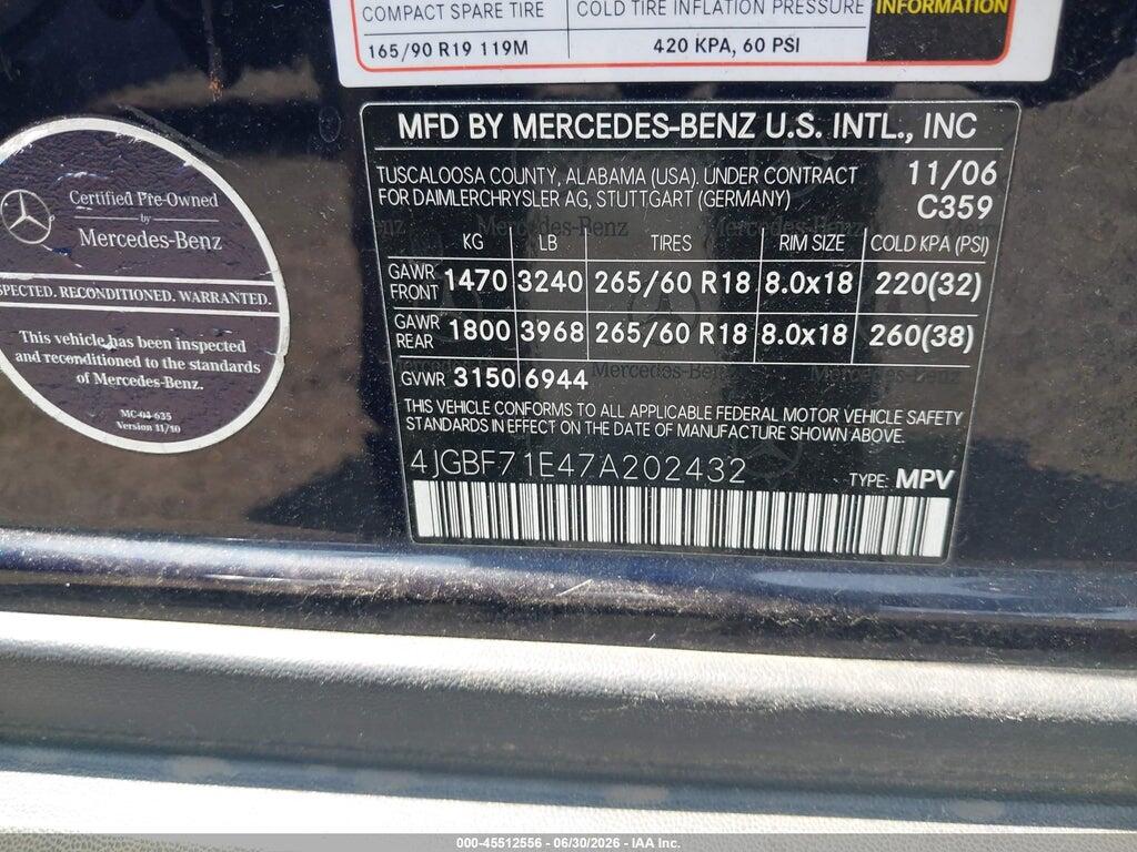 4JGBF71E47A202432 2007 MERCEDES-BENZ GL 450 photo no. 9