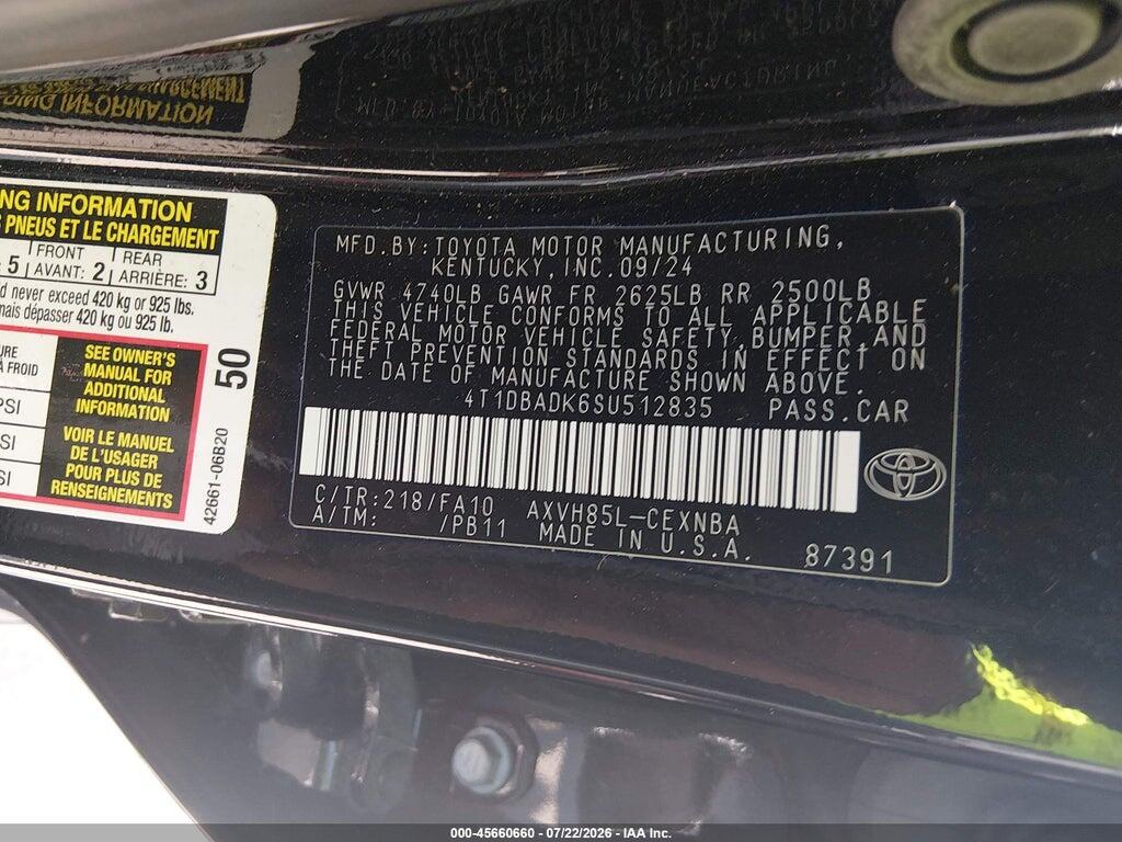 4T1DBADK6SU512835 2025 TOYOTA CAMRY photo no. 9