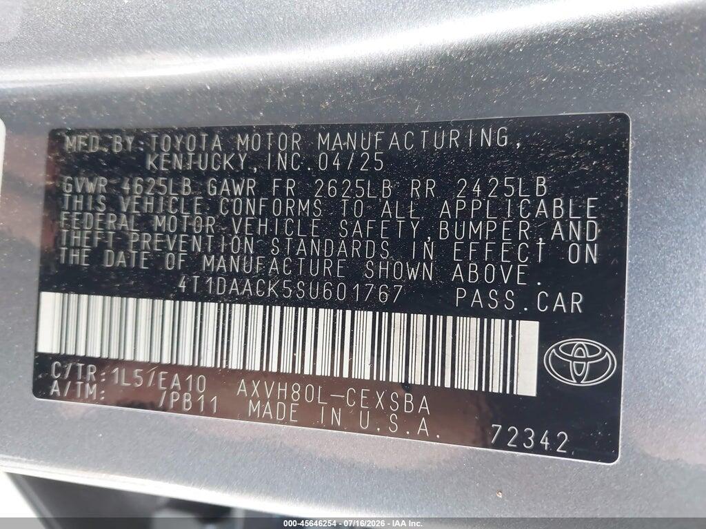 4T1DAACK5SU601767 2025 TOYOTA CAMRY photo no. 9