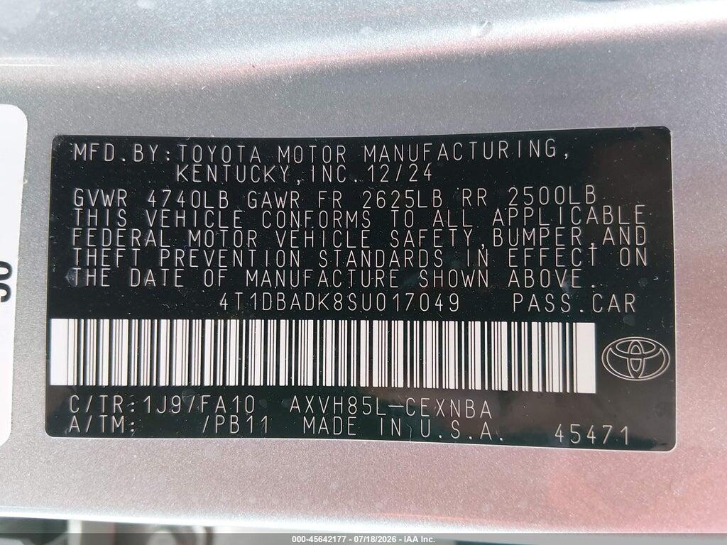 4T1DBADK8SU017049 2025 TOYOTA CAMRY photo no. 9