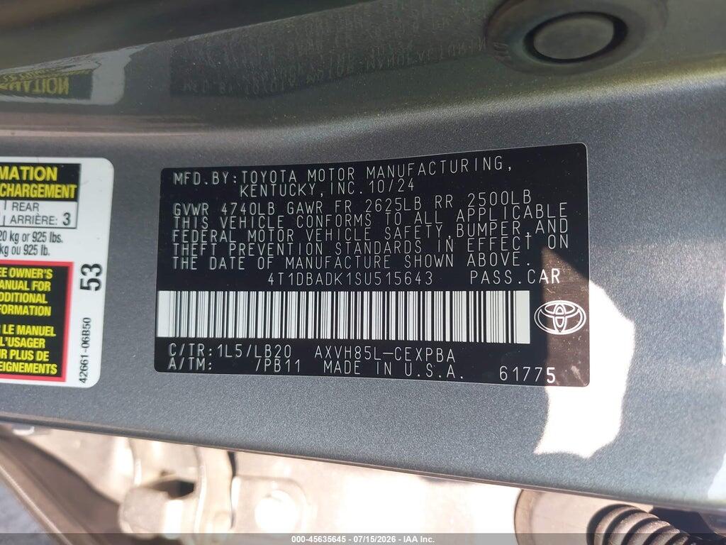 4T1DBADK1SU515643 2025 TOYOTA CAMRY photo no. 9