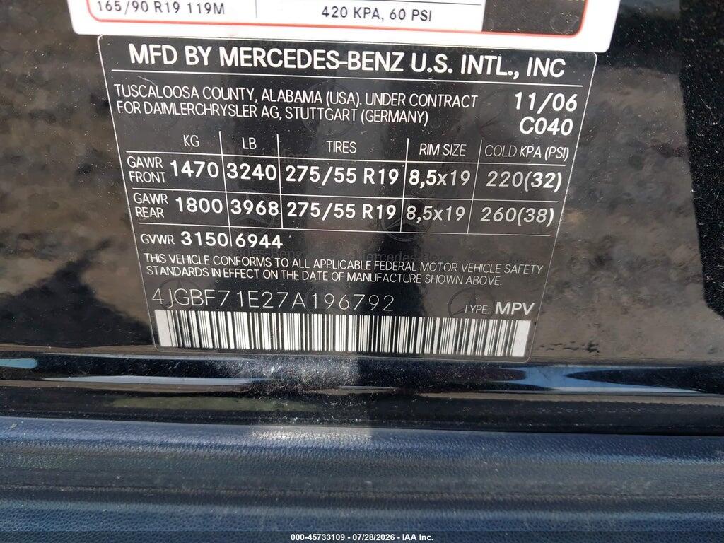 4JGBF71E27A196792 2007 MERCEDES-BENZ GL 450 photo no. 9