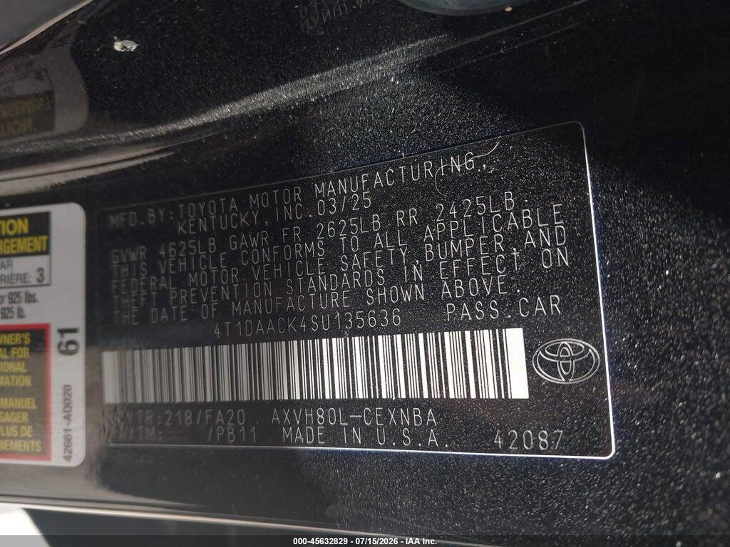 4T1DAACK4SU135636 2025 TOYOTA CAMRY photo no. 8
