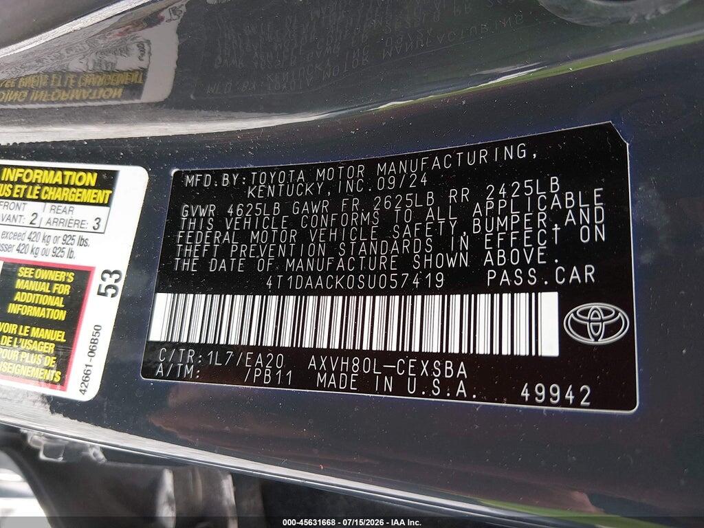 4T1DAACK0SU057419 2025 TOYOTA CAMRY photo no. 9
