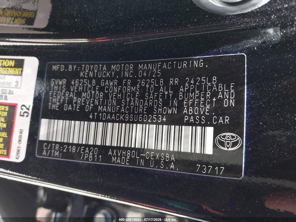4T1DAACK9SU602534 2025 TOYOTA CAMRY photo no. 9