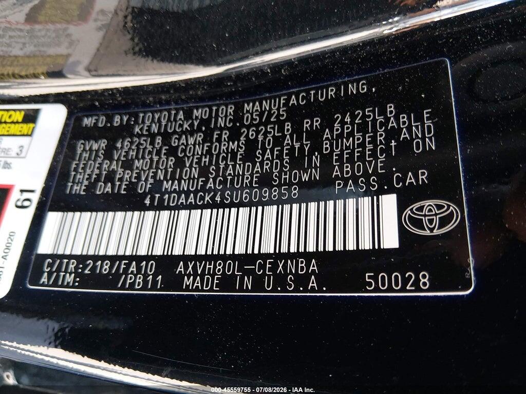 4T1DAACK4SU609858 2025 TOYOTA CAMRY photo no. 9