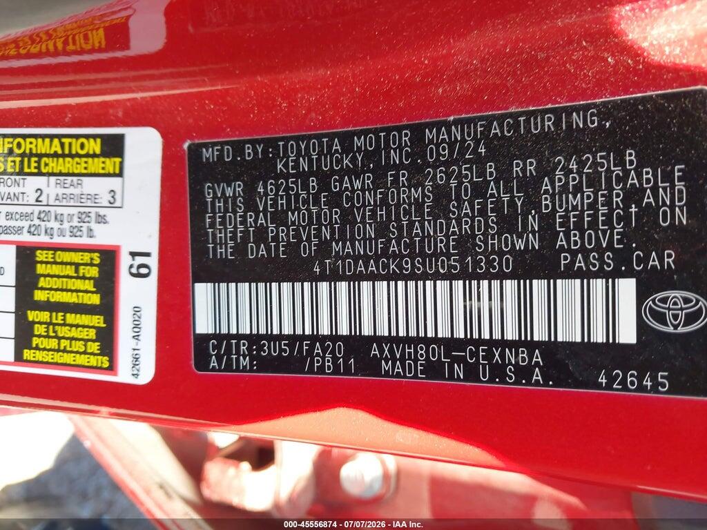 4T1DAACK9SU051330 2025 TOYOTA CAMRY photo no. 9