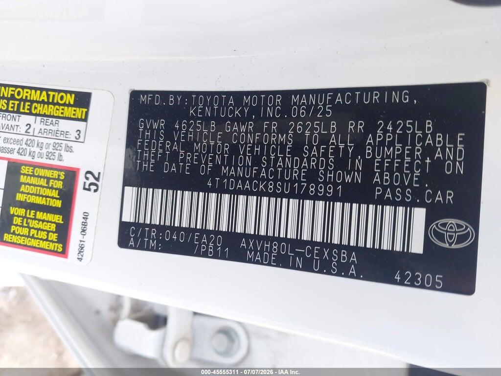 4T1DAACK8SU178991 2025 TOYOTA CAMRY photo no. 9