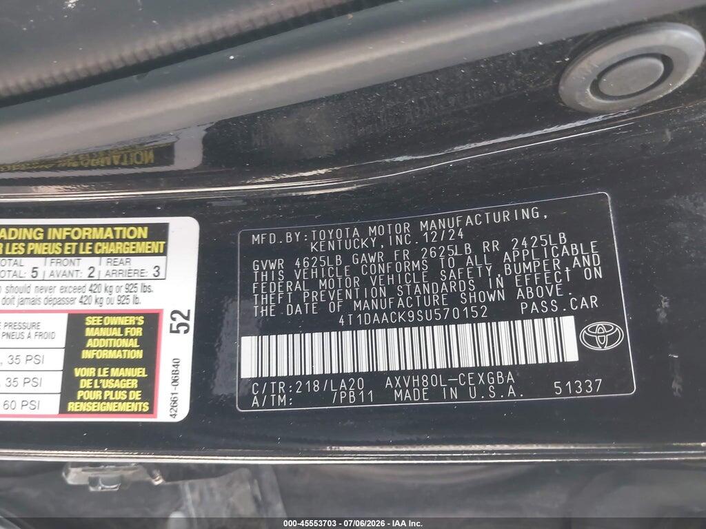 4T1DAACK9SU570152 2025 TOYOTA CAMRY photo no. 9