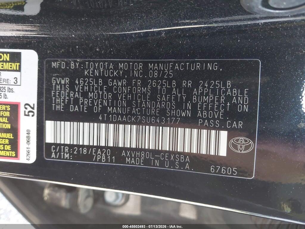 4T1DAACK7SU643177 2025 TOYOTA CAMRY photo no. 9