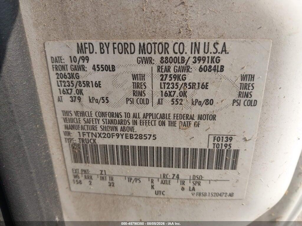 1FTNX20F9YEB28575 2000 FORD F-250 photo no. 9