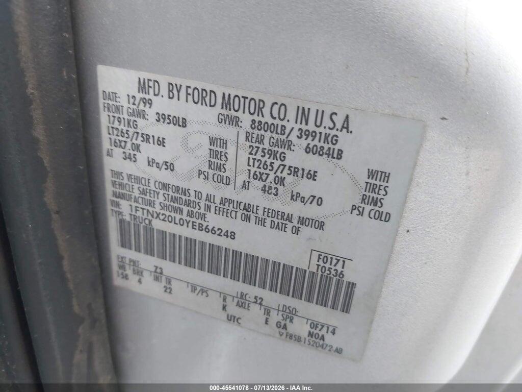 1FTNX20L0YEB66248 2000 FORD F-250 photo no. 9