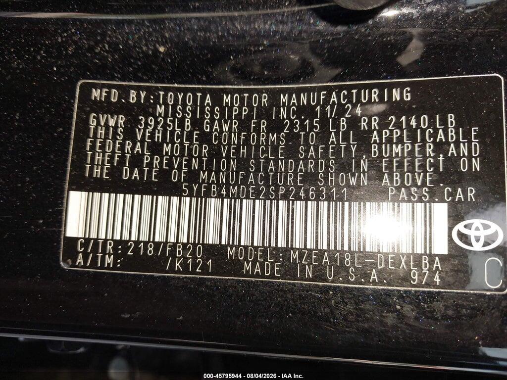 5YFB4MDE2SP246311 2025 TOYOTA COROLLA photo no. 9