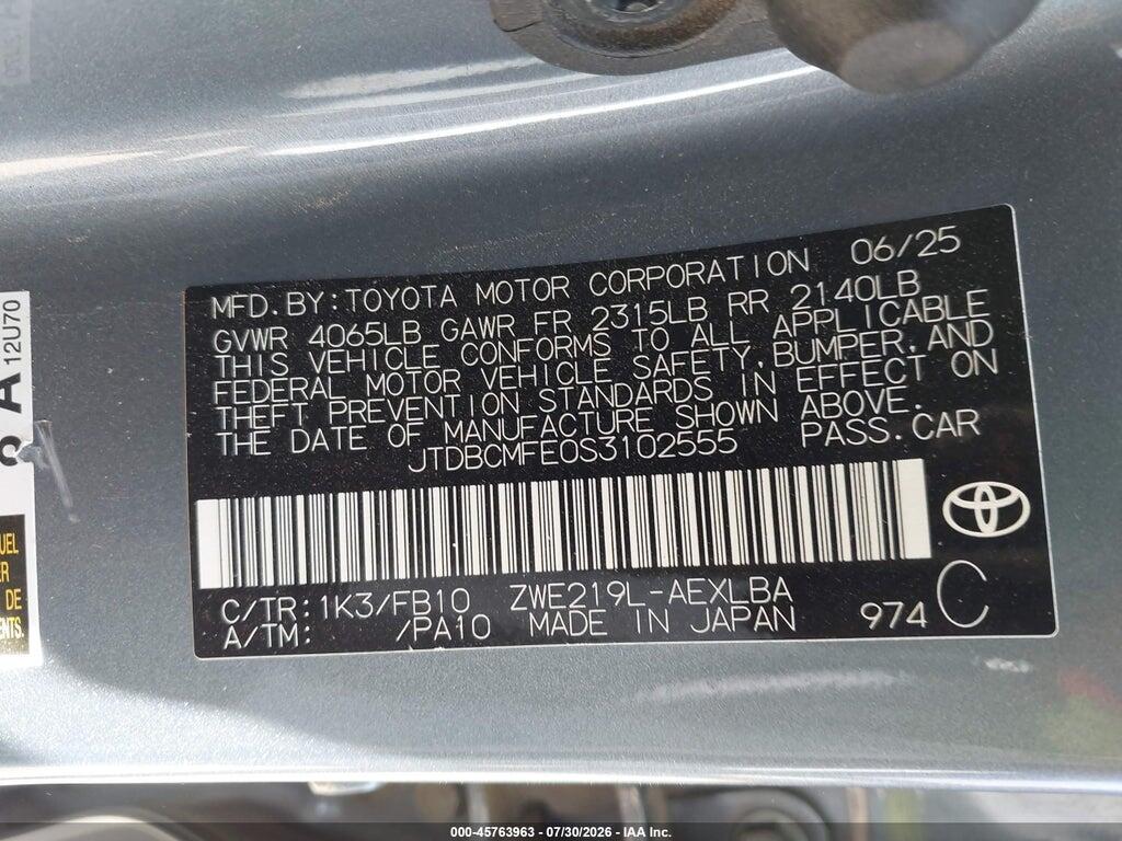 JTDBCMFE0S3102555 2025 TOYOTA COROLLA photo no. 9