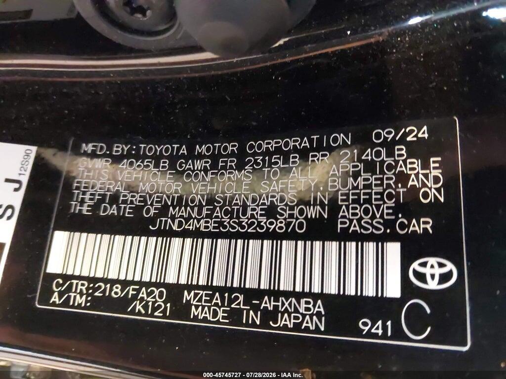 JTND4MBE3S3239870 2025 TOYOTA COROLLA photo no. 9