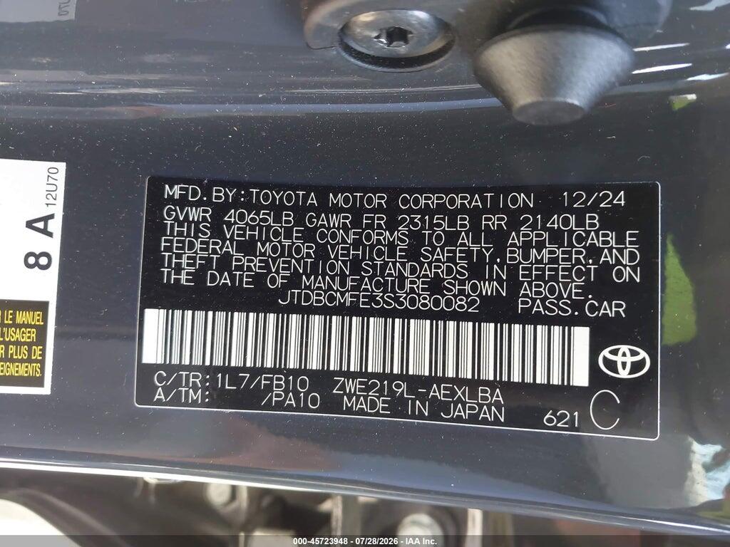JTDBCMFE3S3080082 2025 TOYOTA COROLLA photo no. 9