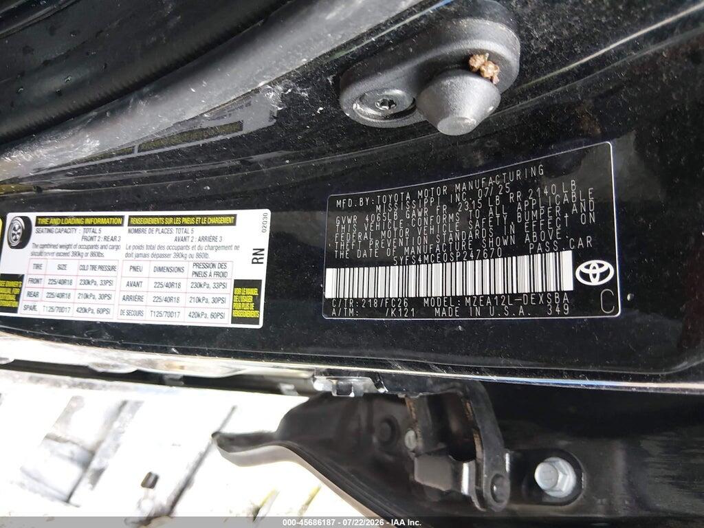 5YFS4MCE0SP247670 2025 TOYOTA COROLLA photo no. 9