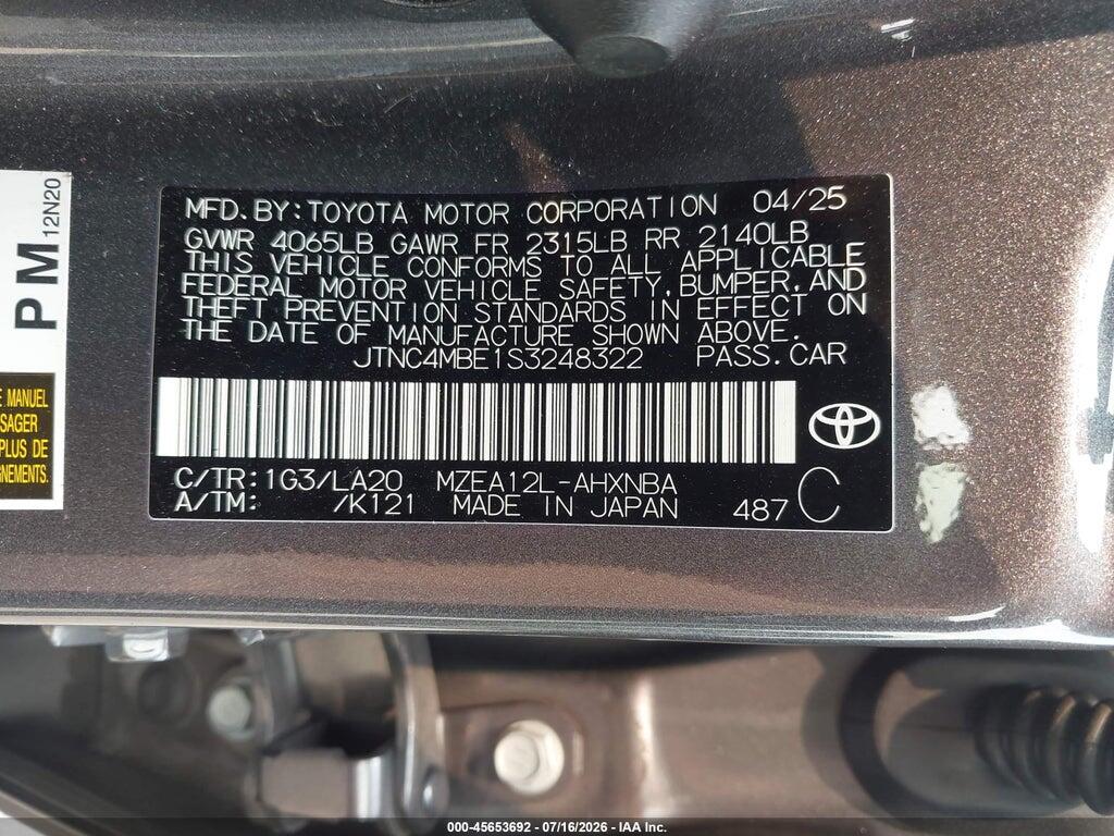 JTNC4MBE1S3248322 2025 TOYOTA COROLLA photo no. 9