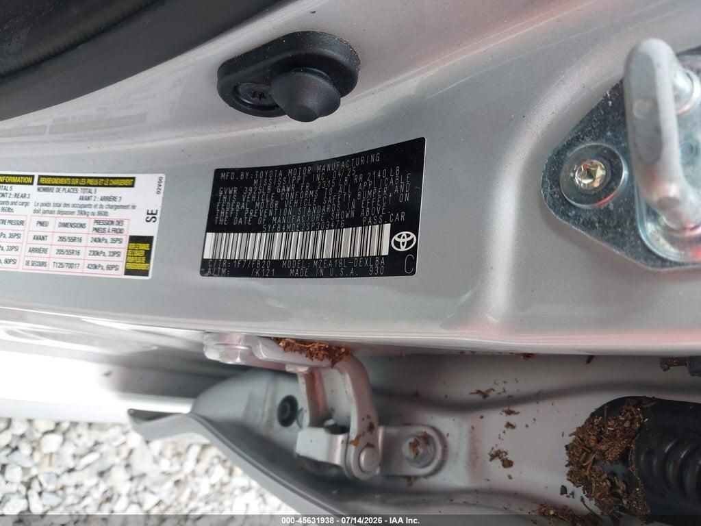 5YFB4MDE2SP303476 2025 TOYOTA COROLLA photo no. 9