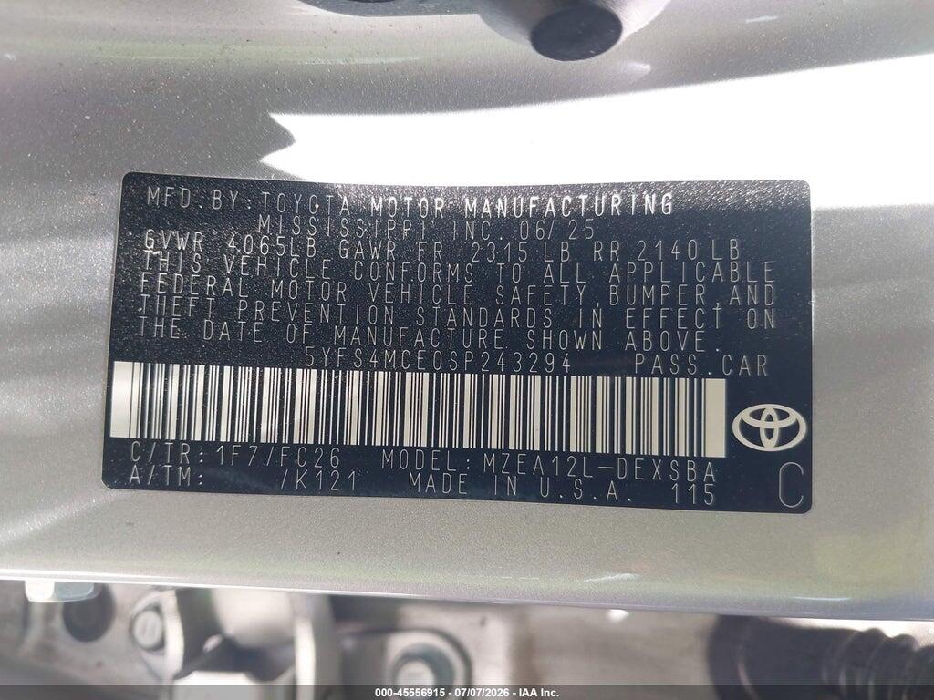 5YFS4MCE0SP243294 2025 TOYOTA COROLLA photo no. 9