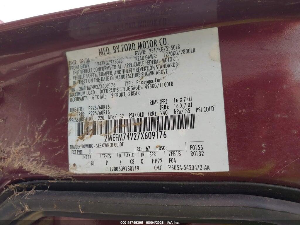 2MEFM74V27X609176 2007 MERCURY GRAND MARQUIS photo no. 9