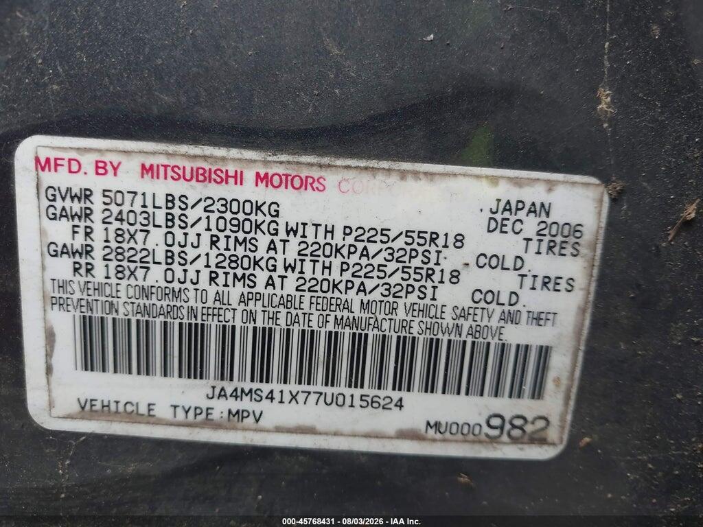 JA4MS41X77U015624 2007 MITSUBISHI OUTLANDER photo no. 9