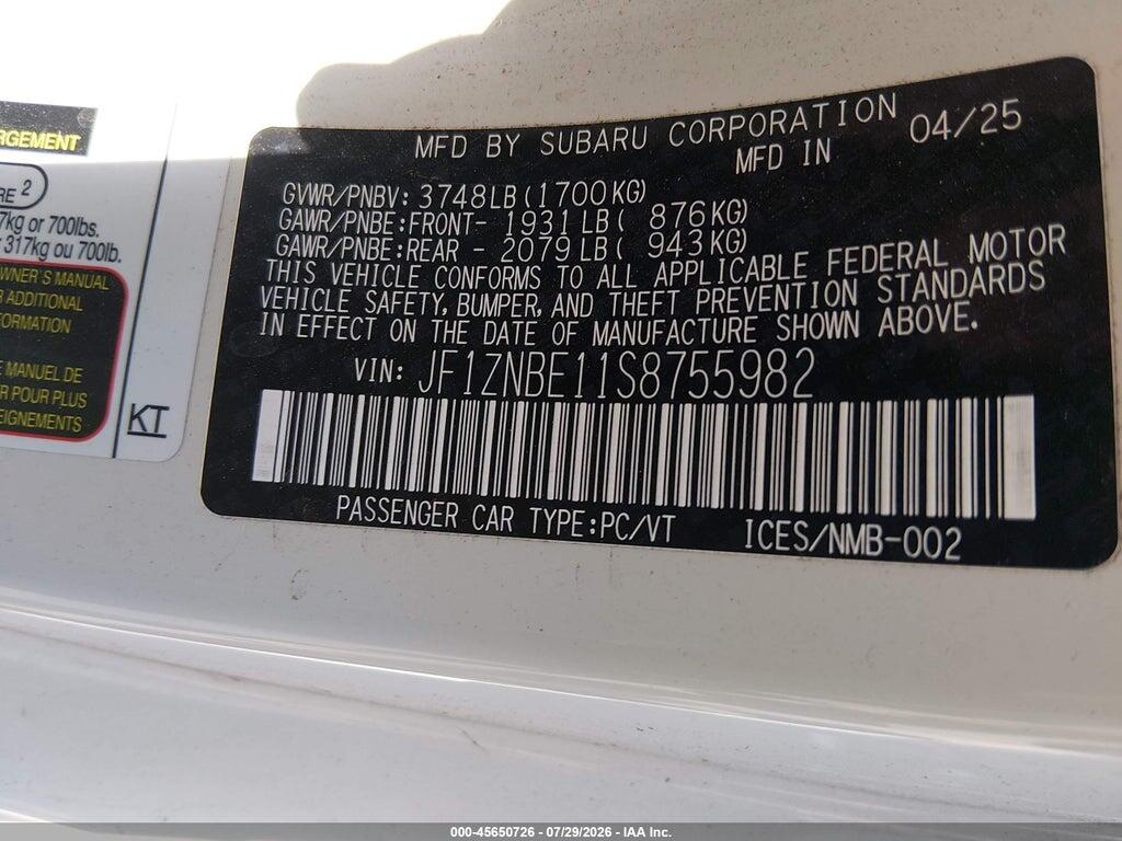 JF1ZNBE11S8755982 2025 TOYOTA GR86 photo no. 9