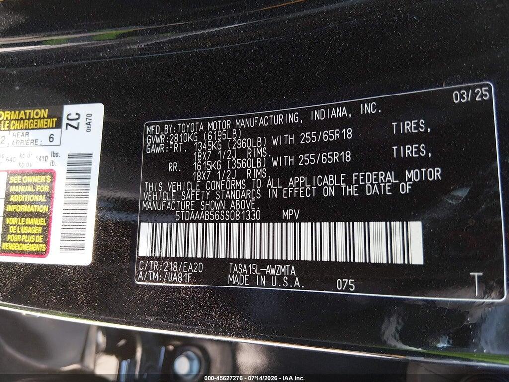 5TDAAAB56SS081330 2025 TOYOTA GRAND HIGHLANDER photo no. 9