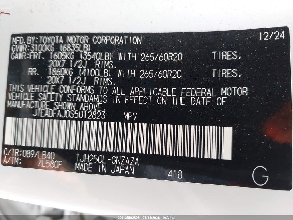 JTEABFAJ0S5012823 2025 TOYOTA LAND CRUISER photo no. 9