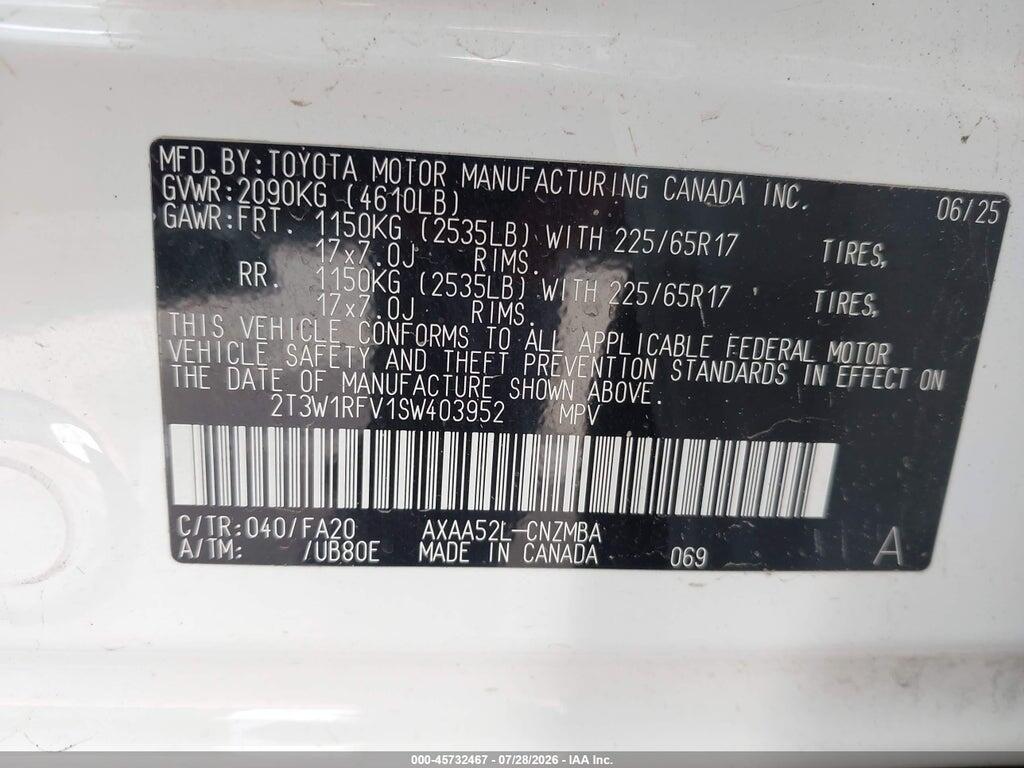 2T3W1RFV1SW403952 2025 TOYOTA RAV4 photo no. 9