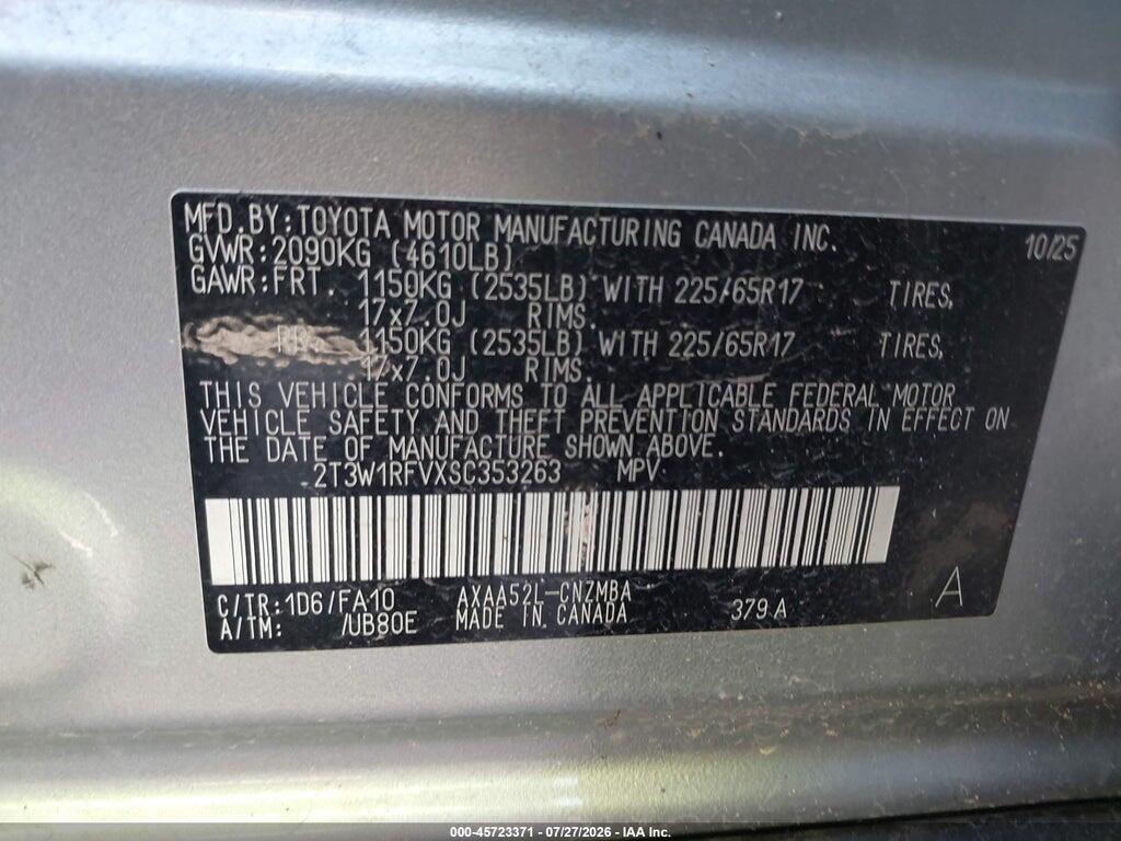 2T3W1RFVXSC353263 2025 TOYOTA RAV4 photo no. 9