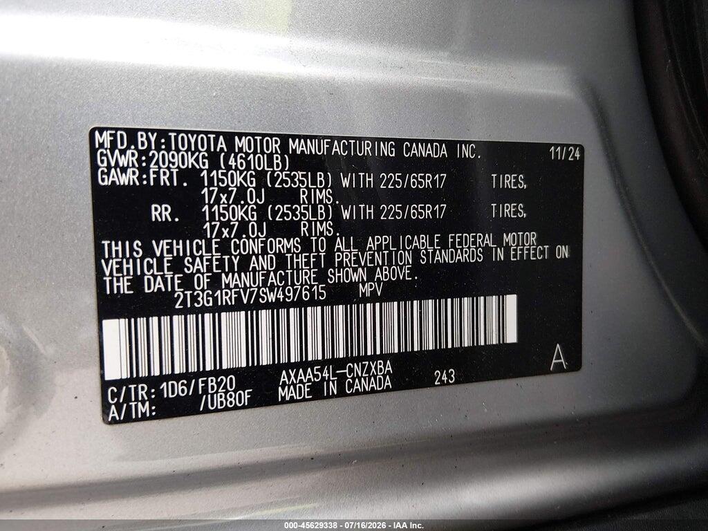 2T3G1RFV7SW497615 2025 TOYOTA RAV4 photo no. 9