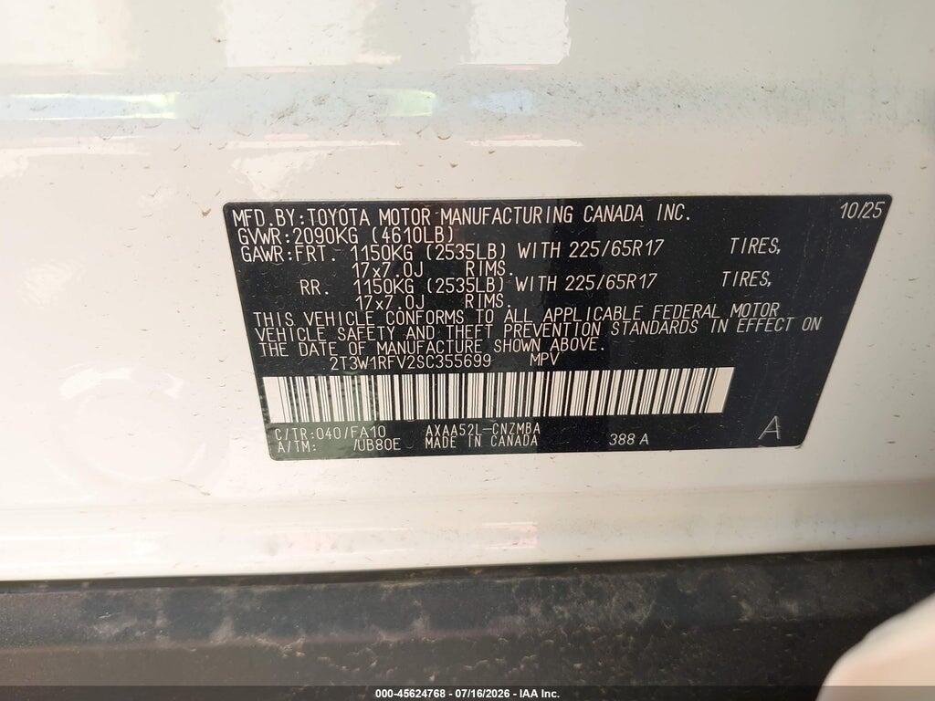 2T3W1RFV2SC355699 2025 TOYOTA RAV4 photo no. 9