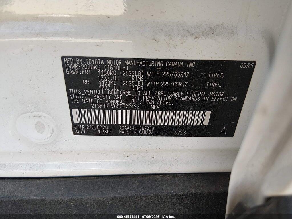 2T3F1RFV6SC522422 2025 TOYOTA RAV4 photo no. 9