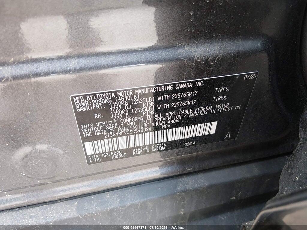 2T3G1RFV5SC549924 2025 TOYOTA RAV4 photo no. 9