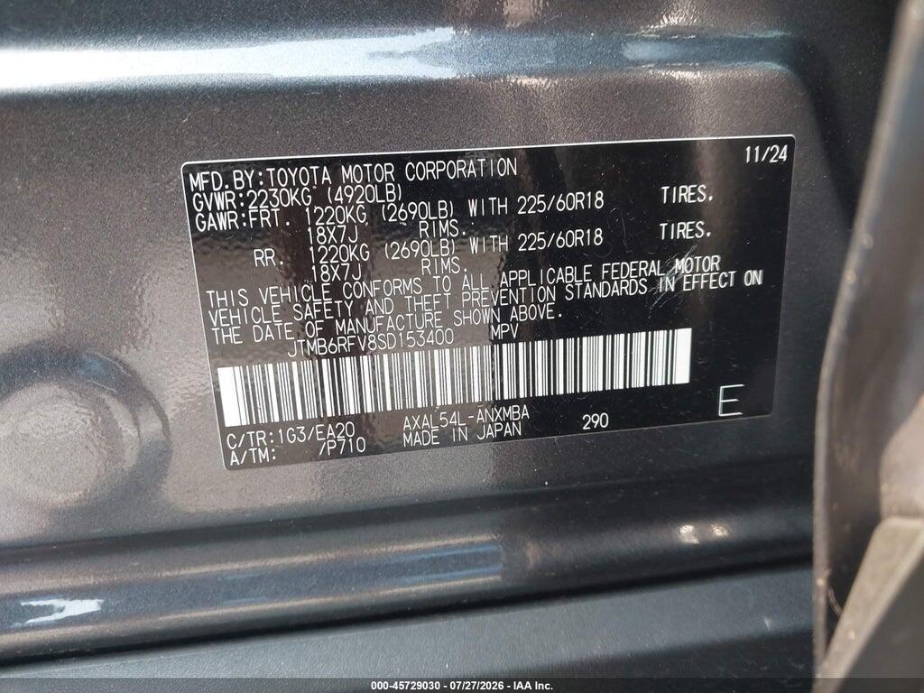 JTMB6RFV8SD153400 2025 TOYOTA RAV4 HYBRID photo no. 9