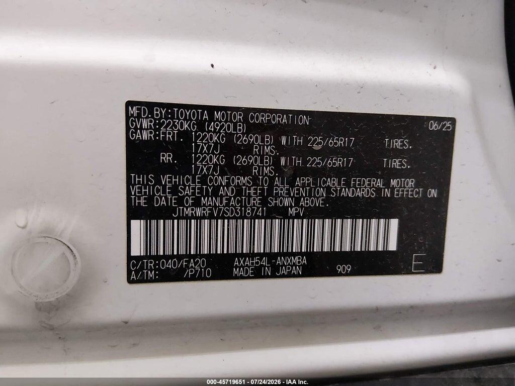 JTMRWRFV7SD318741 2025 TOYOTA RAV4 HYBRID photo no. 9