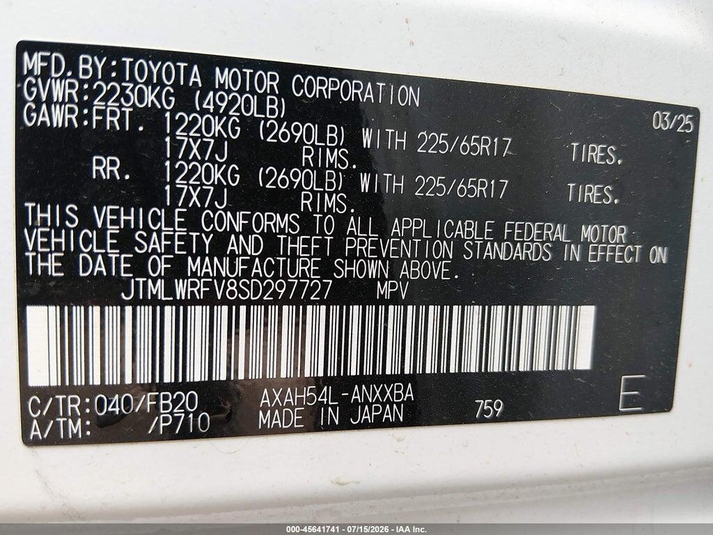 JTMLWRFV8SD297727 2025 TOYOTA RAV4 HYBRID photo no. 9